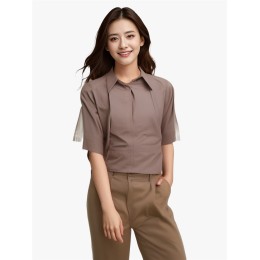 Design women's short-sleeved housekeeping uniforms, customized corporate hotel uniforms, Regent Hotel Hotel Design Company, Brown HL055 Design women's short-sleeved housekeeping uniforms, customized corporate hotel uniforms, Regent Hotel Hotel Design Company, Brown HL055